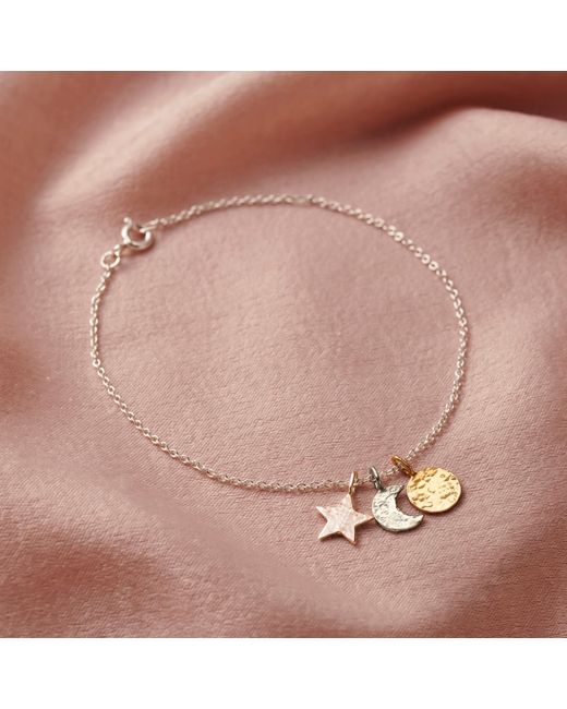 Posh Totty Designs Metallic Textured Mixed Gold Sun Moon & Star Bracelet
