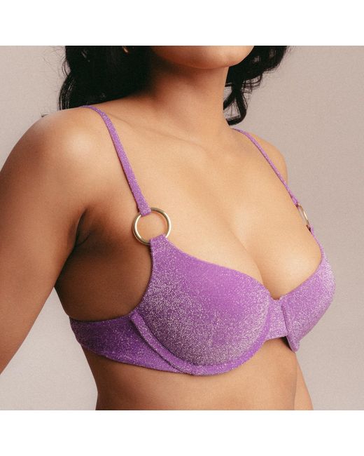 Patti Jane Swim Purple Lola's Disco Sparkle Padded Bikini Top