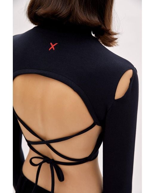 Pcfg Black Long Sleeve Crop Top