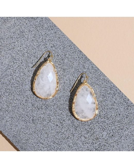 Rare Matters Jewelry Blue Timeless Nature's Beauty Teardrop Earrings Clear Quartz