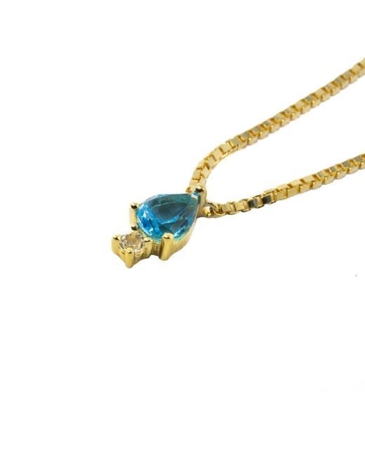 NASI SILVER Blue Pear Atarah Necklace- Topaz & Topaz