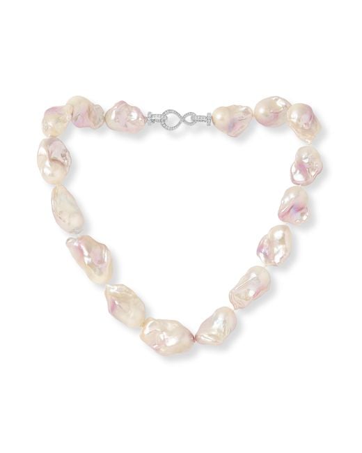 Pearls of the Orient Online Metallic Decus Large Peach To Mauve Cultured Freshwater 'Fireball' Pearl Necklace