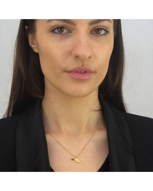 True Rocks White 18kt Gold-plated & Black Enamel Mini Retro Pistol Pendant