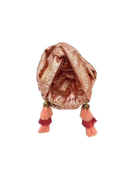 Julia Clancey Brown Brocade & Coral Swinglette Turban