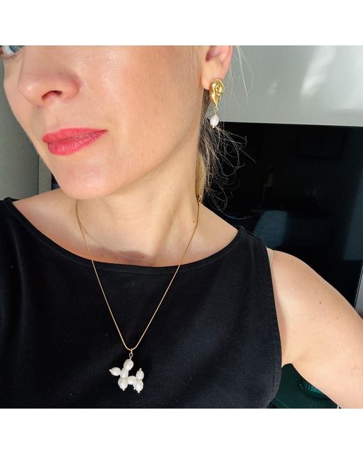 My Little Nature Metallic Plated Irregular Shape Earrings With Freshwater Pearls – Dangle Drop Statement Jewellery For Her