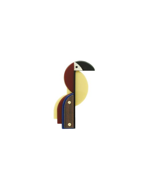 Gissa Bicalho Metallic Handmade Acrylic Brooch Toucan Kahki