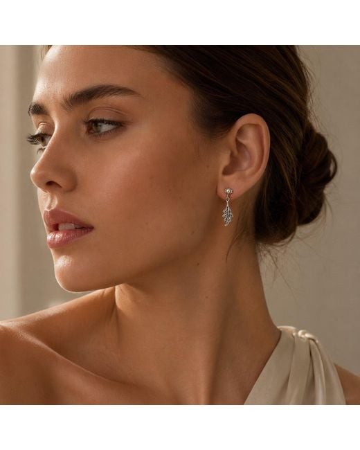 Unaloe White Sud Sterling Leaf Drop Earrings – Earrings For – Jewelry For