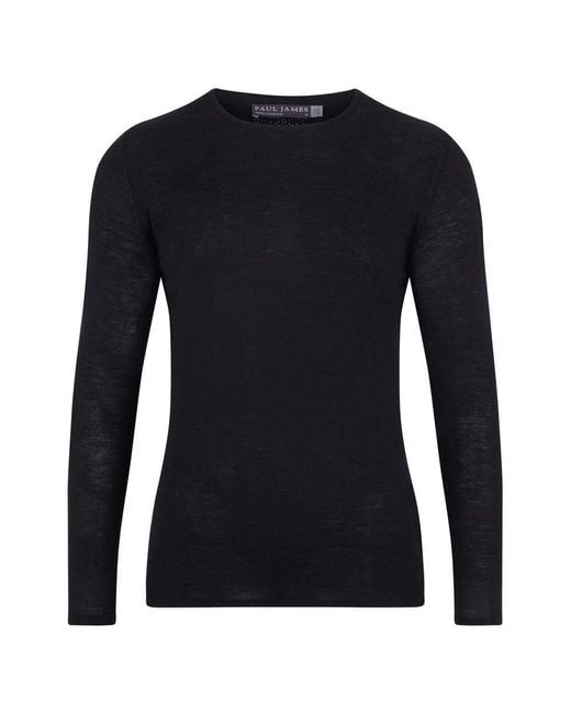 Paul James Knitwear Blue Mens Midweight Merino Activewear Base Layer Zeus Top