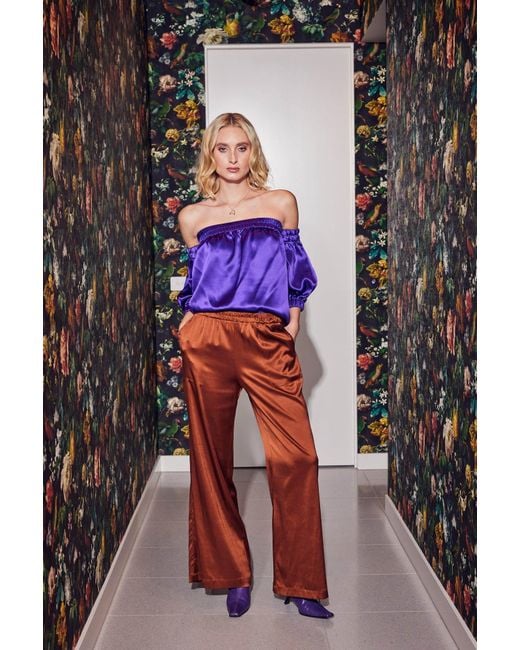 Lindsay Nicholas New York Purple Off The Shoulder Top