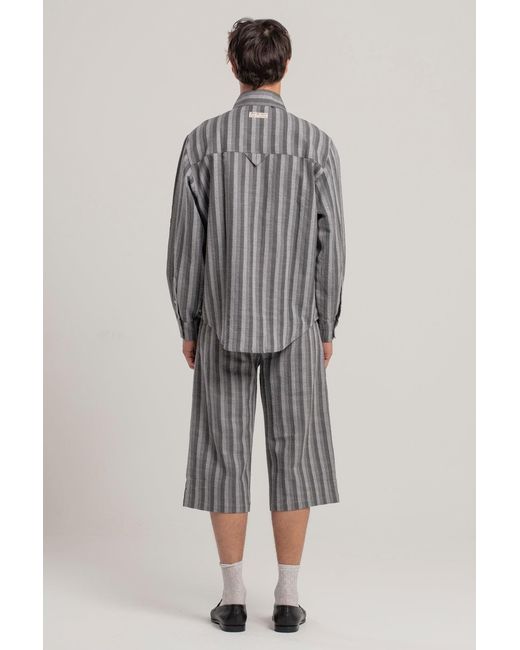 Pcfg Gray Linen & Cotton Blend Checked Woven Short for men