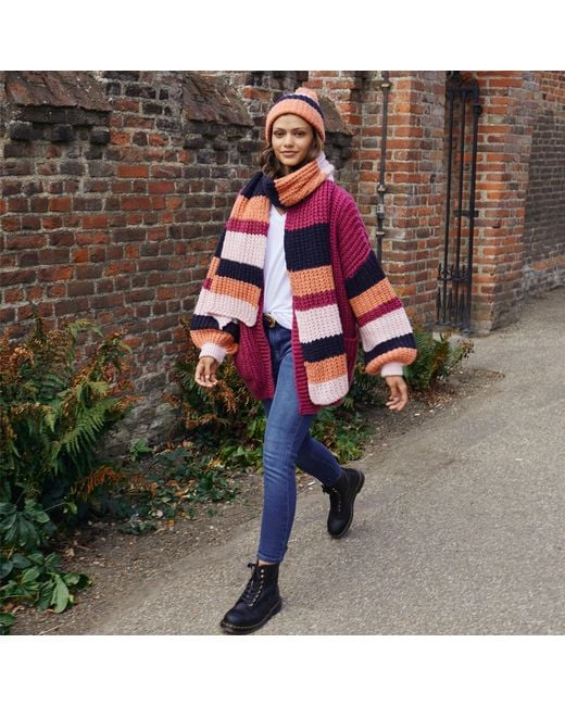 Cara & The Sky Multicolor Leia Stripe Oversized Chunky Scarf