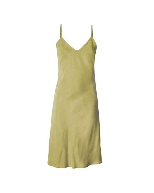 Italia A Collection Green Leaf Vegan Silk Slip Dress