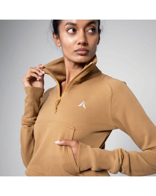 Aora Athletics Brown Miho Half Zip Sweater