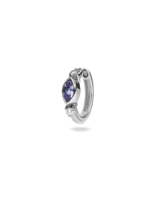 Zohreh Blue Tanzanite & Sapphire Huggie Hoop Earring Sterling