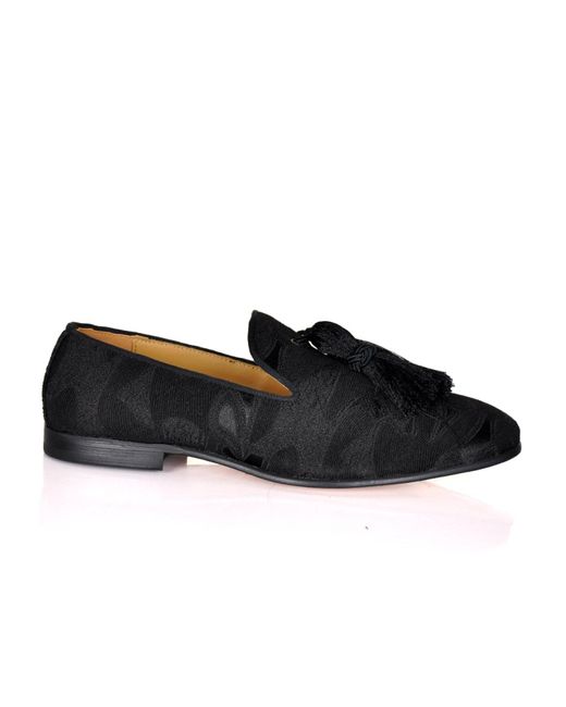 DAVID WEJ Black Alberto Abstract Jacquard Loafers for men