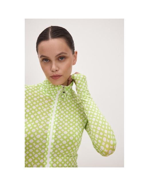 Monosuit Green Neutrals Set Suit Zipper Full Bodysuit & Skirt Lime