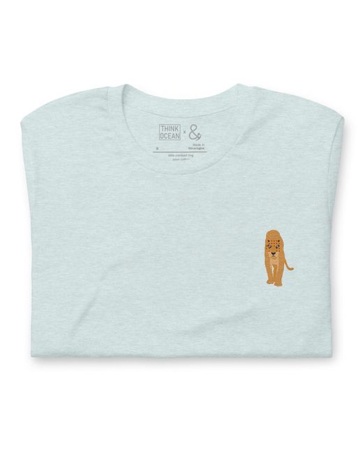 Anchor and Crew Blue Heather Ice Think Ocean Leopard Aspirations Cotton Embroidered T-Shirt for men