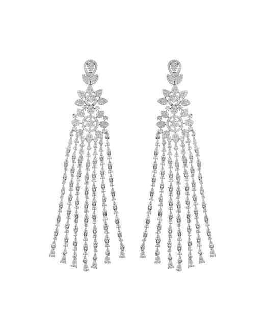 Meraki by Rashmi Bajaj White Fae American Diamonds Chandelier Earrings