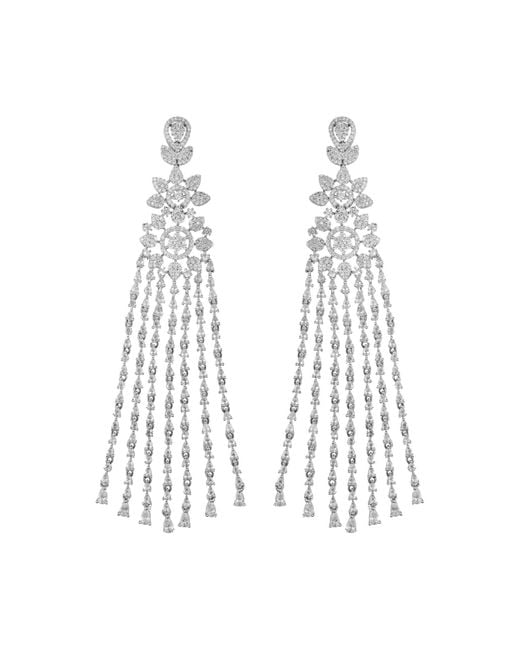 Meraki by Rashmi Bajaj White Fae American Diamonds Chandelier Earrings