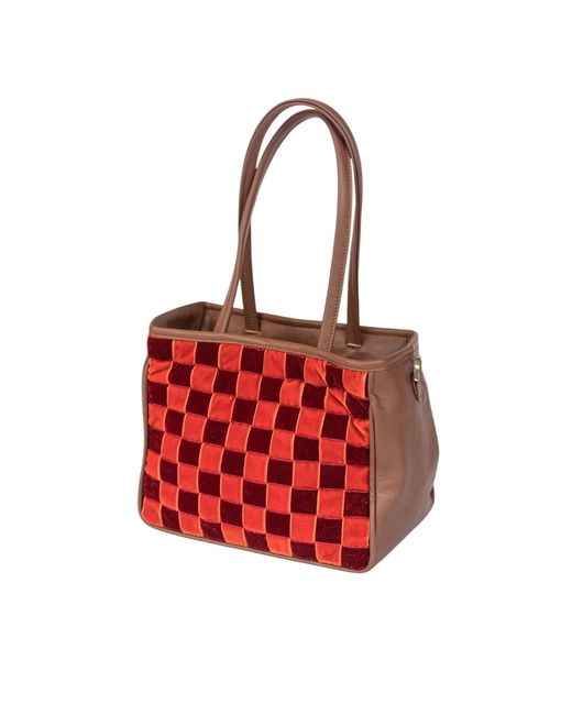 Velvet Atelier Red Cris Terracotta Shoulder Bag
