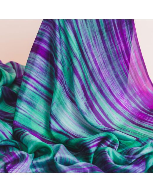 Silk and Bears Green Emerald & Brushstroke Silk Scarf – Hand-Dyed Mulberry Silk