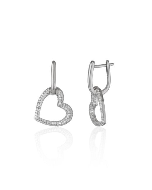 Spero London Metallic Chunky Heart Sterling Drop Earring