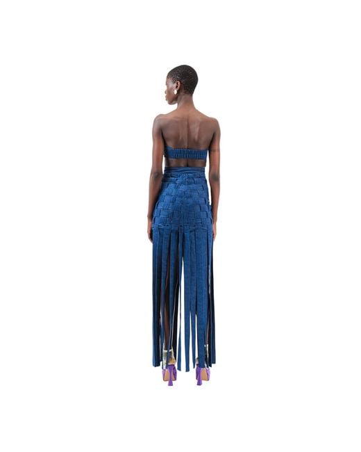 Úchè Blue Denim Cropped Top