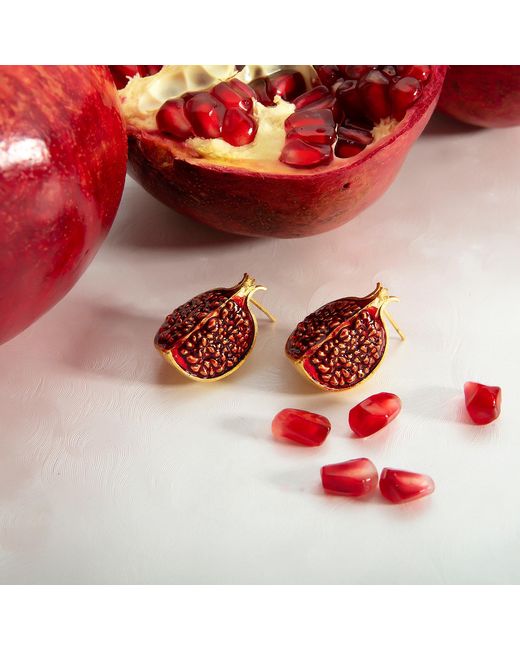 Milou Jewelry Brown Pomegranate Slice Earrings