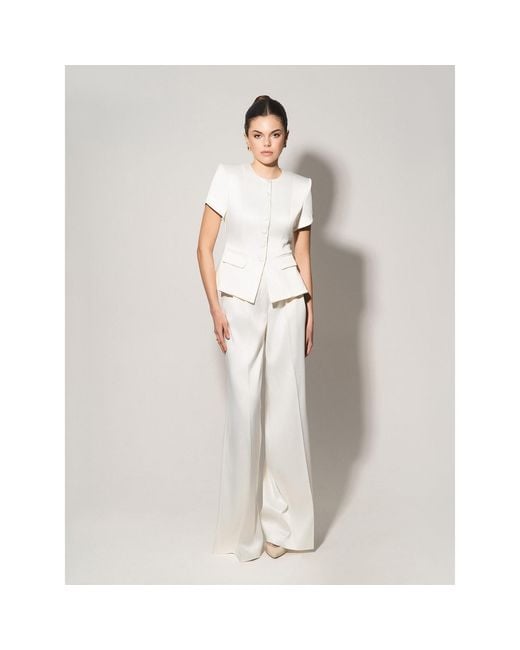 Tia Dorraine White Romantic Glow Short Sleeves Blazer & Trousers Set