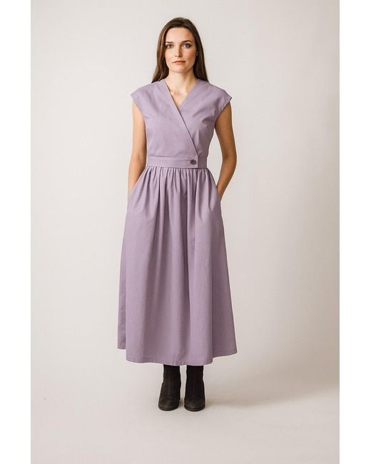 BEIRA Purple Anna Full-Length Lilac Pleated Cotton Skirt