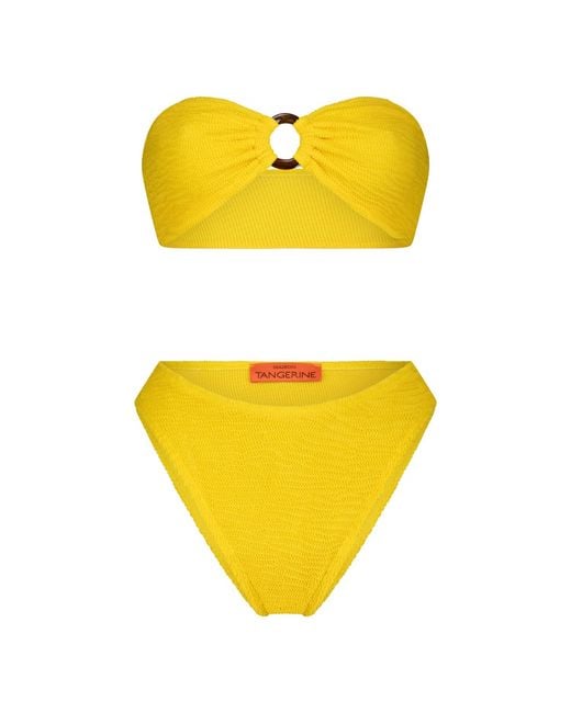 Maison Tangerine Yellow Santorini Crinkle Swimsuit Lemon Bikini