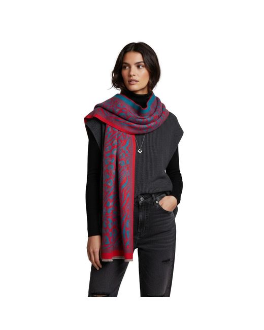 Saachi Blue Animal Print Reversible Scarf