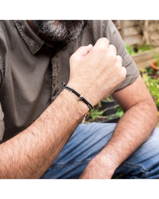 Harbour Uk Black Skull Connection Rope Bracelet for men