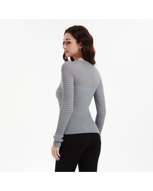 NUAJE NUAJE Gray Auden Merino Wool Mock Neck Top