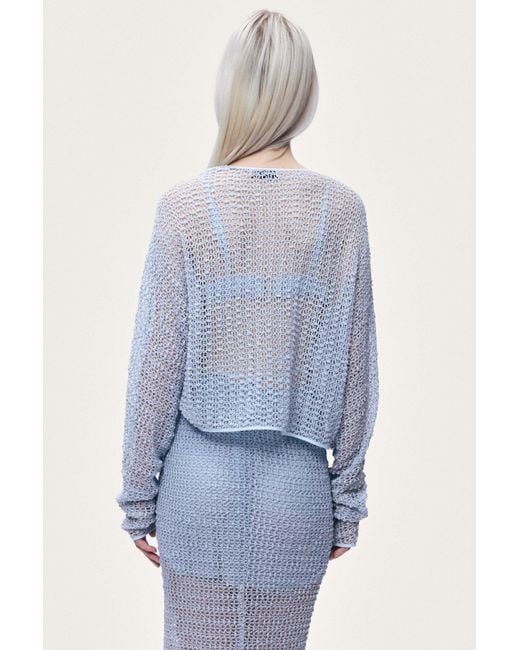 Nocturne Blue Wrap Mesh Blouse