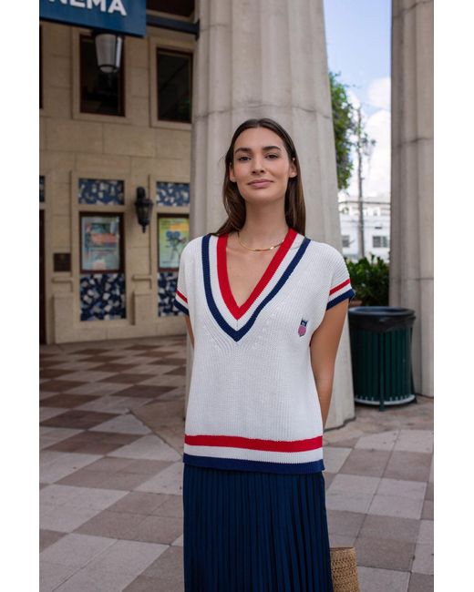 Ellsworth & Ivey White American Shield Retro Sweater Vest