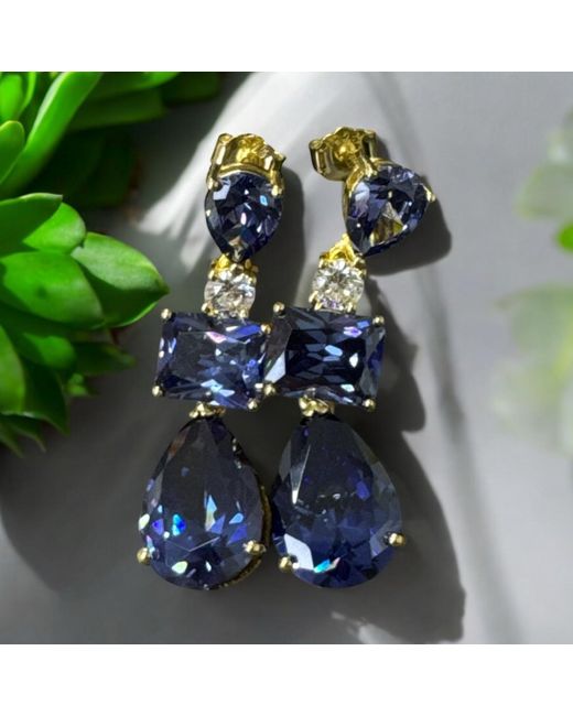 Latelita London Blue Valentina Drop Earrings Tanzanite