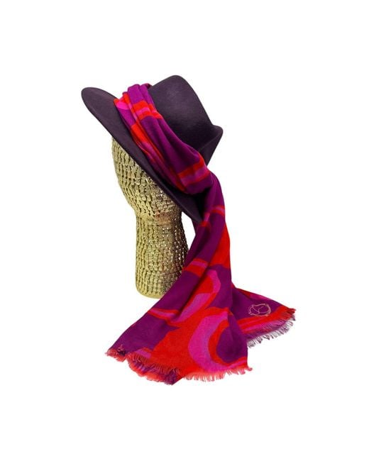 Julia Clancey Red Aubergine Fifi Scarf Fedora Set