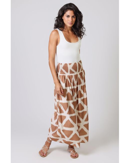 Traffic People Brown Broken Promises And Geometric Print Aurora Maxi Skirt