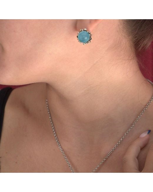Unaloe Blue Ribes Earrings Plated With Natural Amazonite