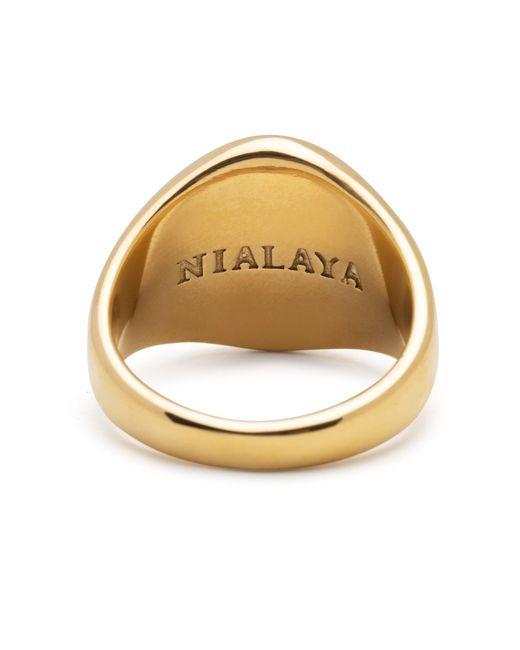 Nialaya Metallic Stainless Steel Lion Crest Ring With Plating for men