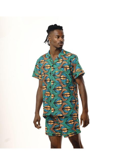 Ohema Ohene Green African Print Cotton Pyjama Set