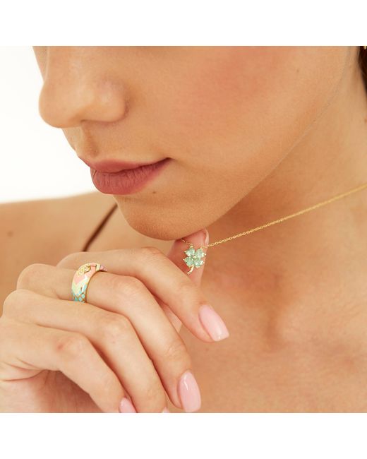 Spero London Four Leaves Clover Sterling Silver Earring & Necklace Set In Green