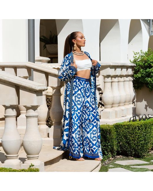Ana Luisa Blue Santorini Inspired Wide Leg Pants