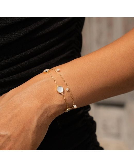 Jovonna London Metallic Kendra Pearl Drop Bracelet