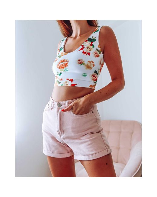 Sophie Cameron Davies White Floral Cotton Crop Top