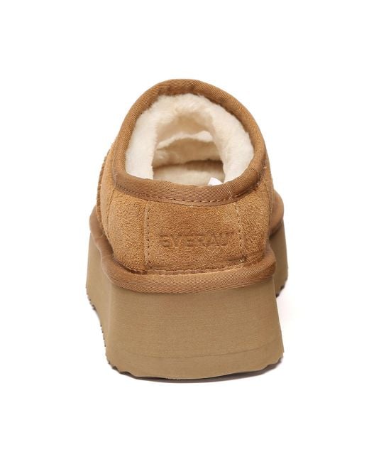 EverAu Australia Brown Plumed Ankle Platform Slippers