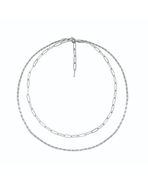 A Weathered Penny White Layered Chain Necklace
