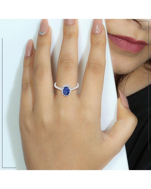 Artisan Blue Oval Sapphire & Diamond Floral Halo Ring