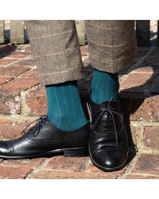 Peper Harow - Made in England Green Indulgent Cashmere Socks for men